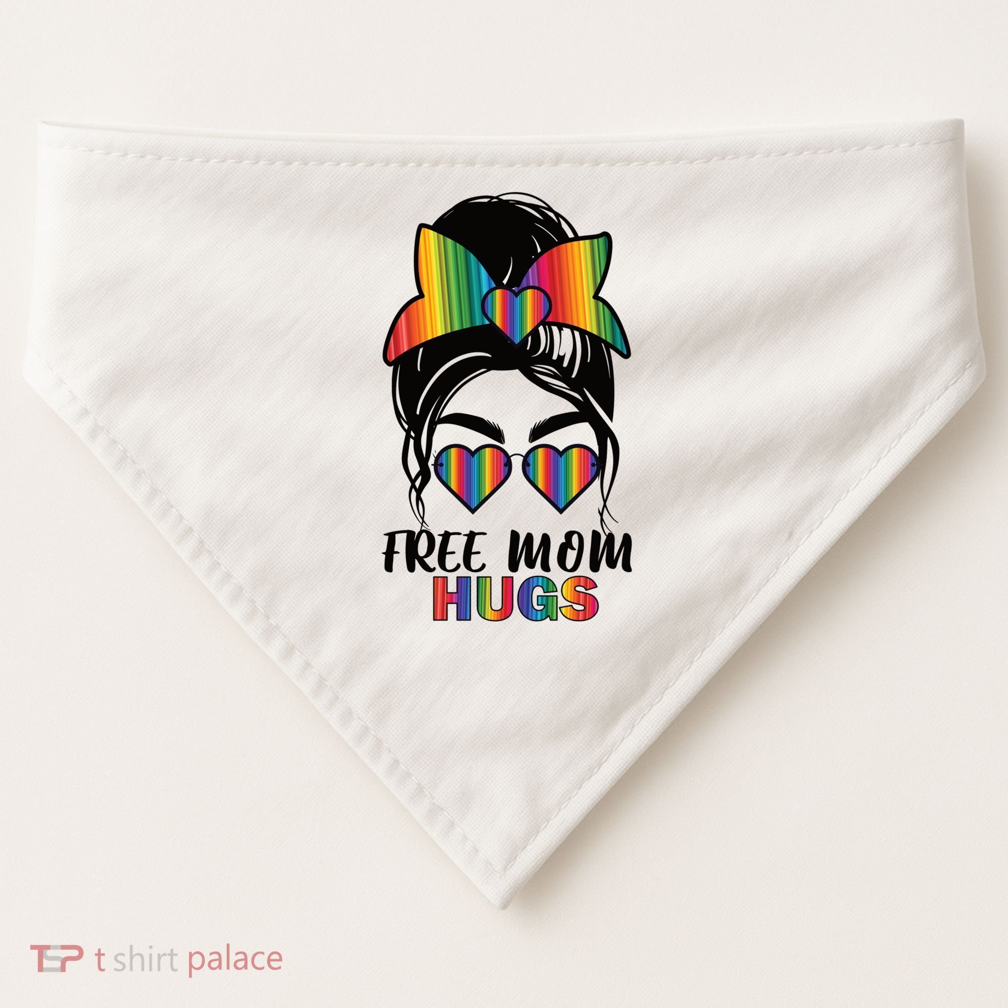Free Mom Hugs Funny Gift USA-Made Doggie Bandana