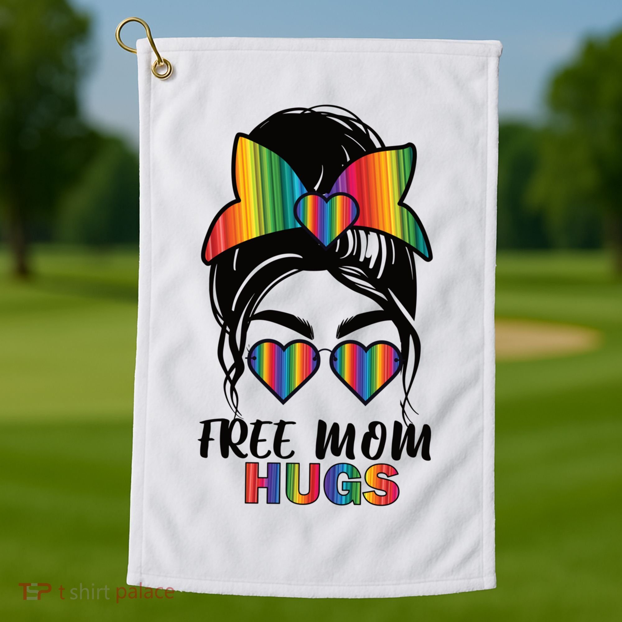Free Mom Hugs Funny Gift Golf Towel