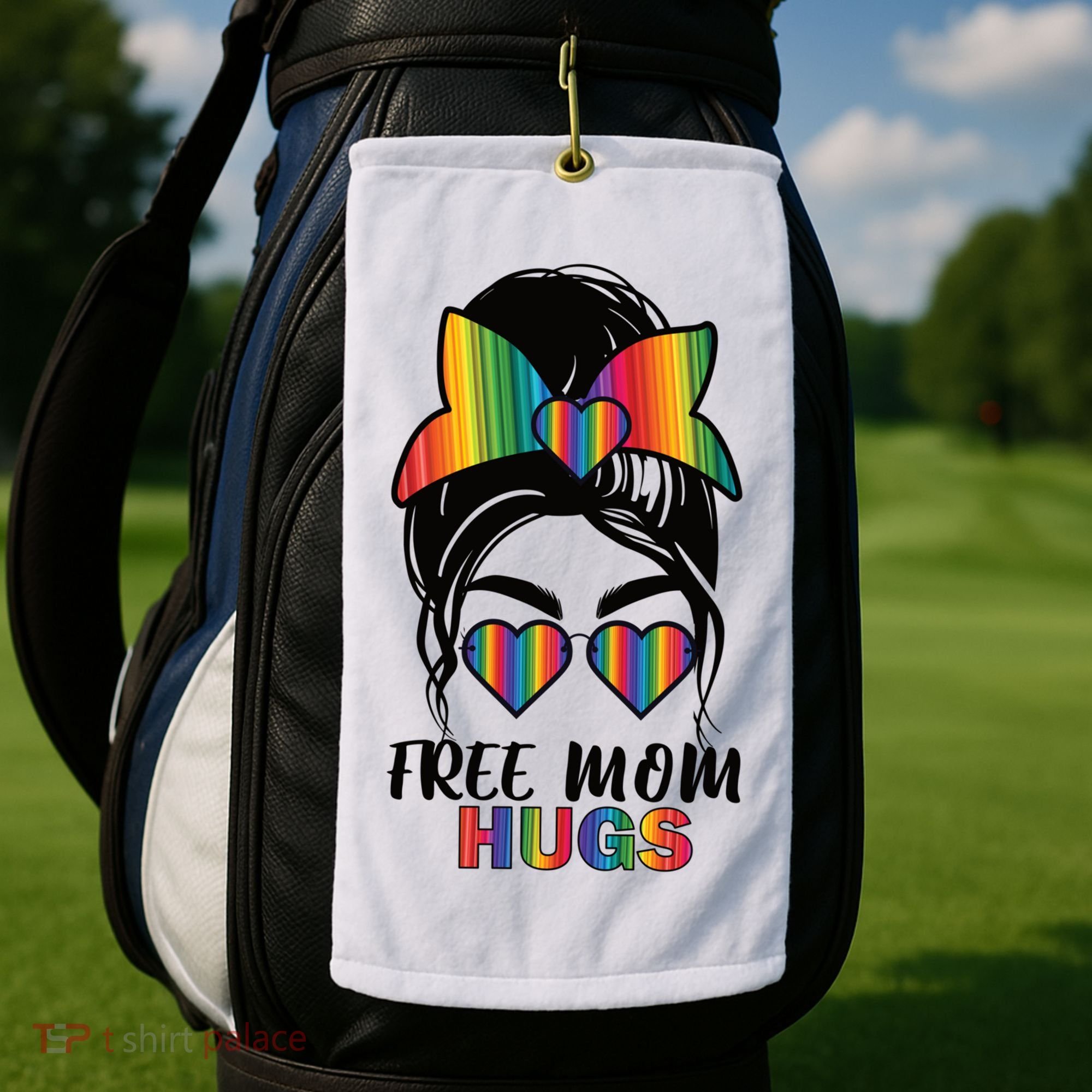 Free Mom Hugs Funny Gift Golf Towel
