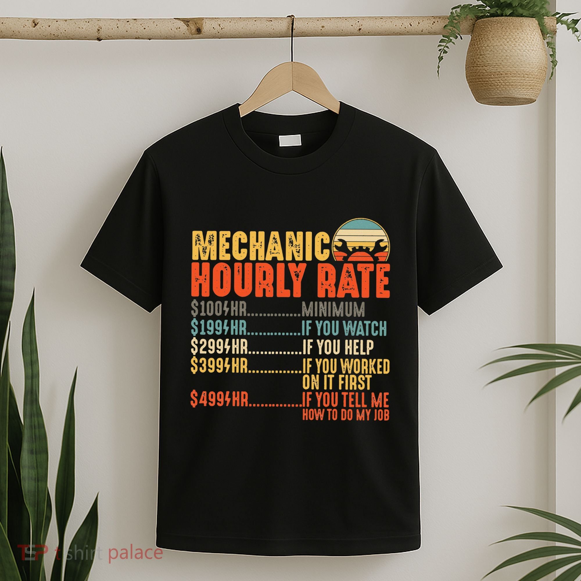Funny Mechanic Hourly Rate Gift Labor Rates T-Shirt