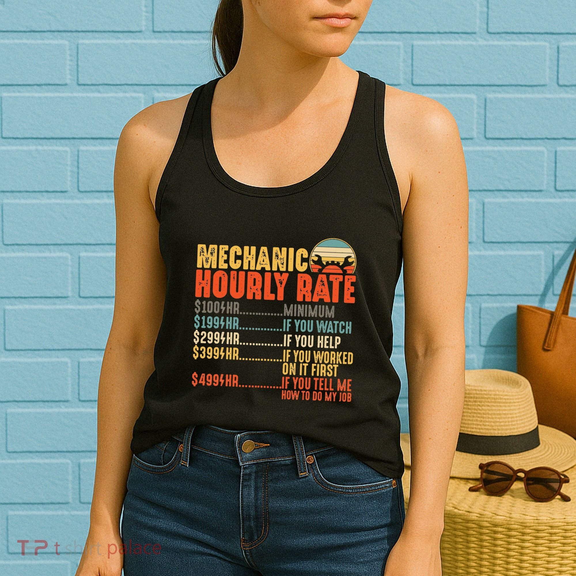 Funny Mechanic Hourly Rate Gift Labor Rates Women's Tank Top