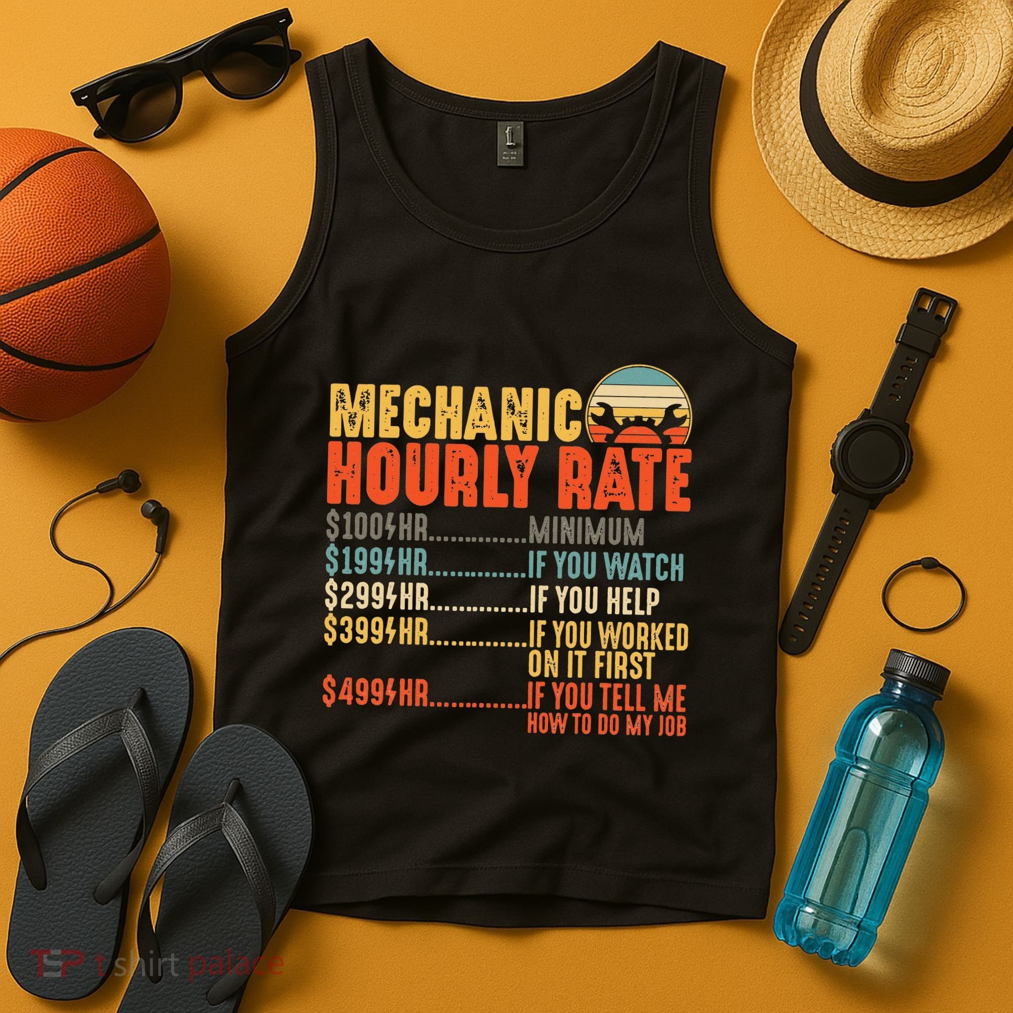 Funny Mechanic Hourly Rate Gift Labor Rates Tank Top