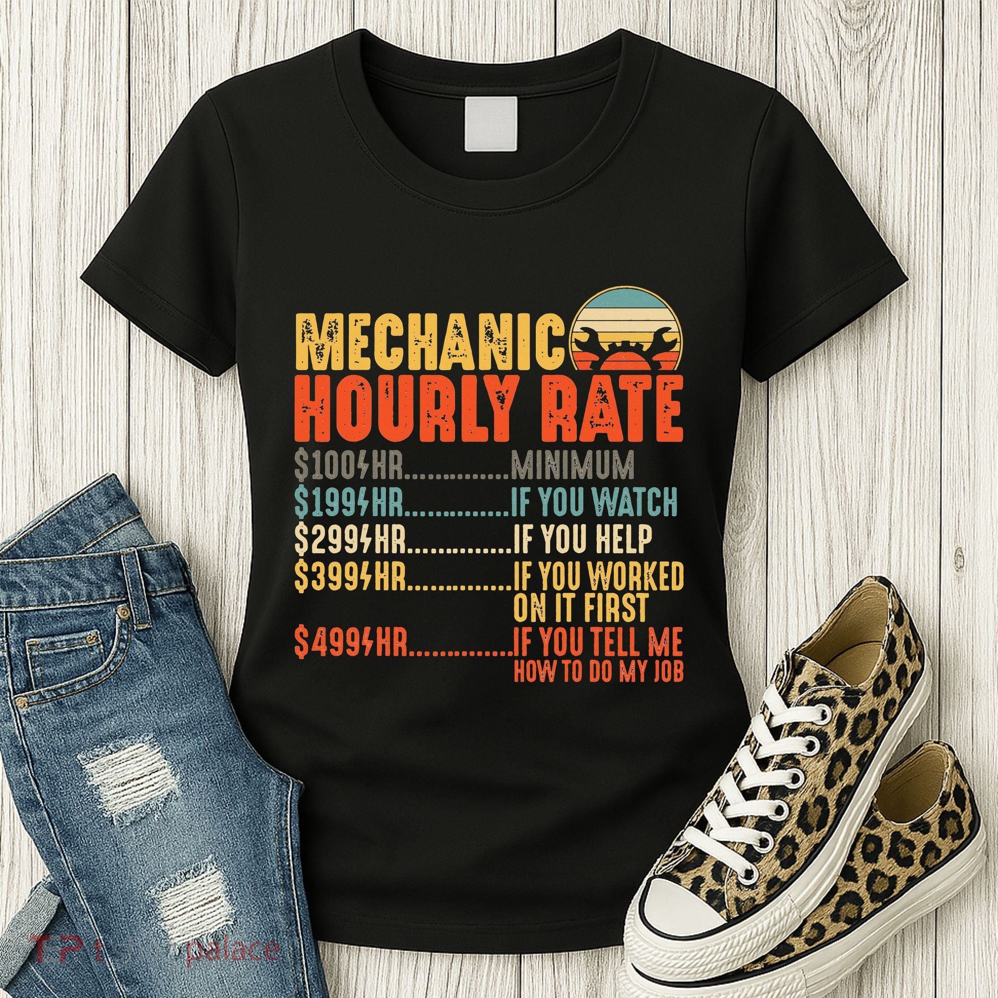 Funny Mechanic Hourly Rate Gift Labor Rates Women's T-Shirt