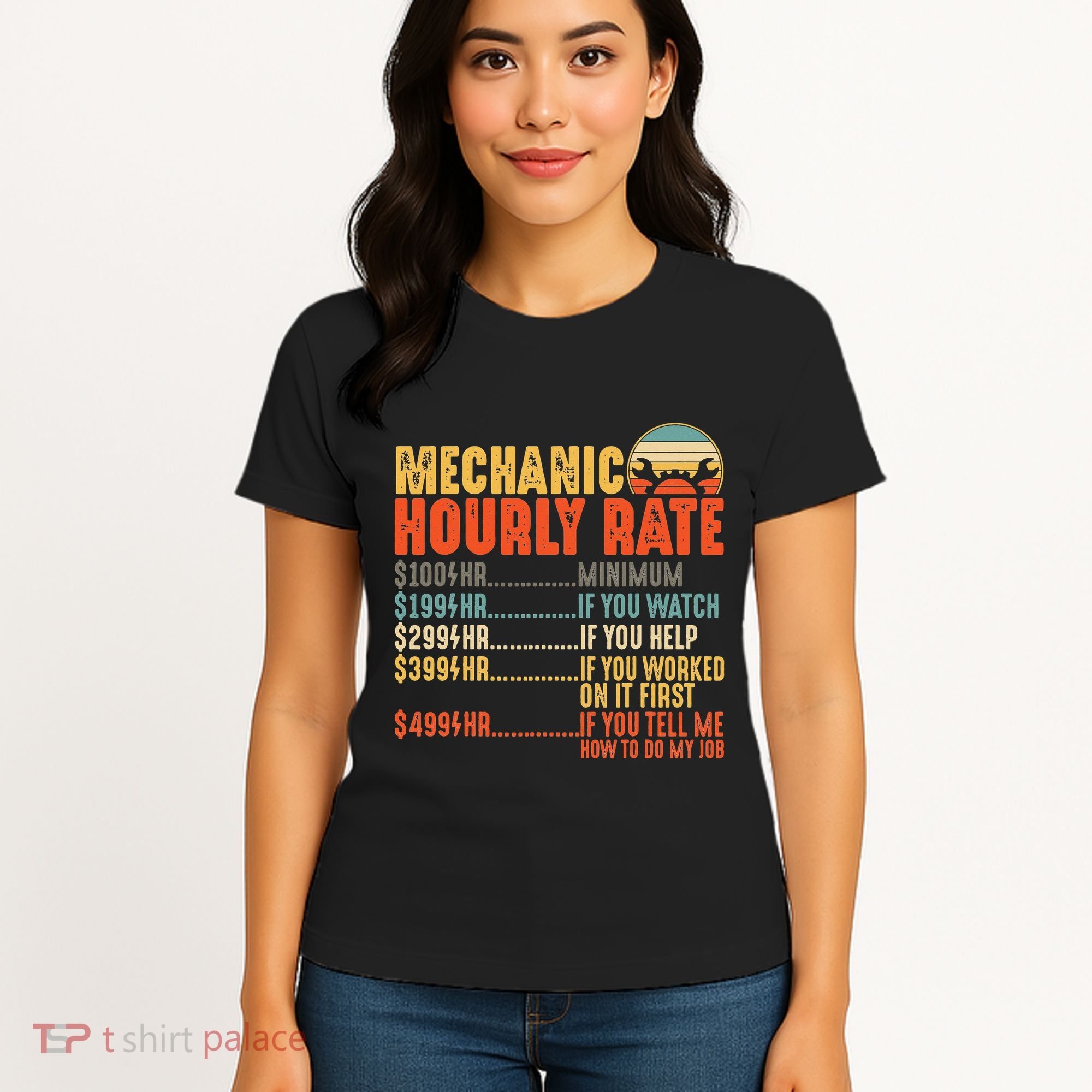 Funny Mechanic Hourly Rate Gift Labor Rates Women's T-Shirt