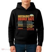 Funny Mechanic Hourly Rate Gift Labor Rates Kids Hoodie thumb 4