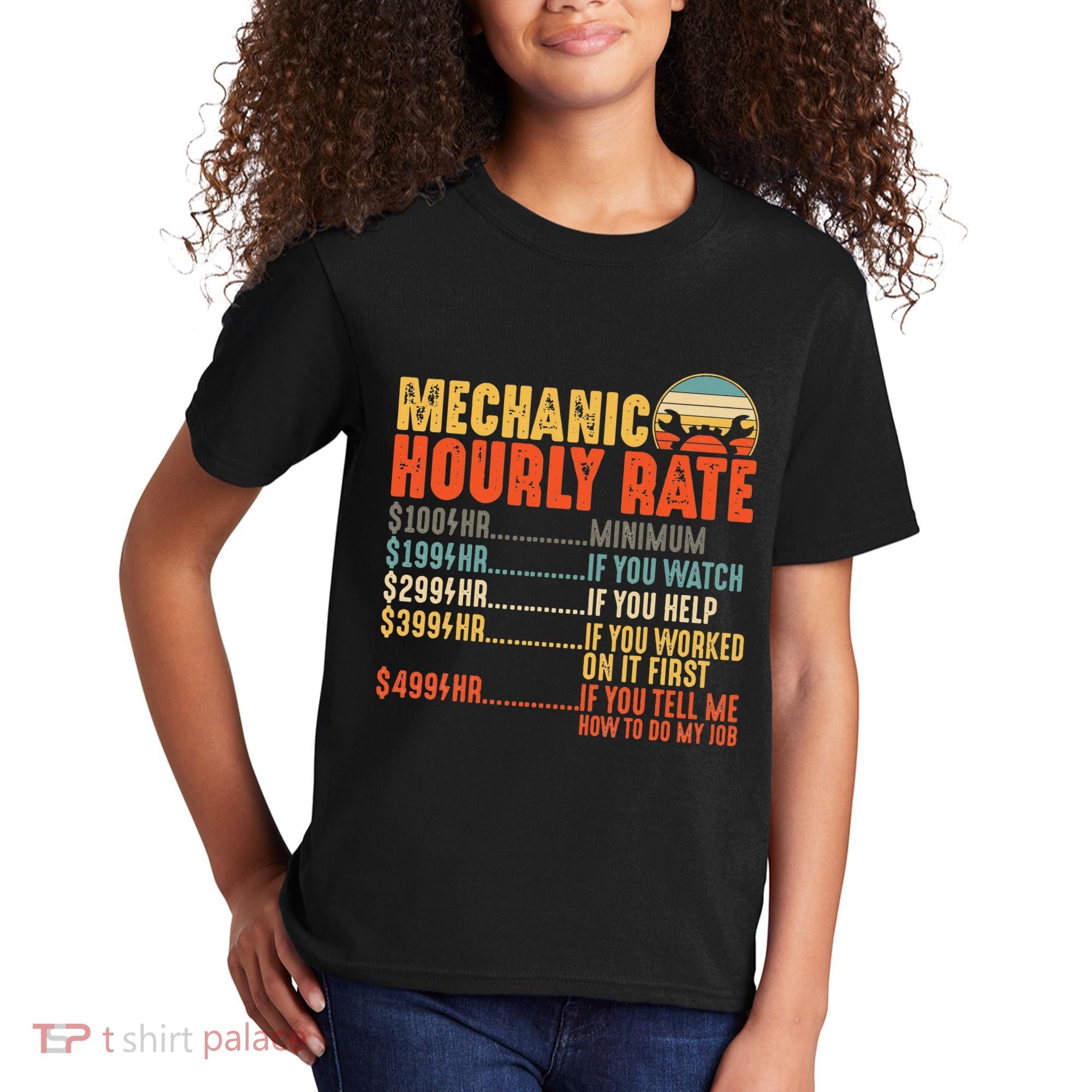 Funny Mechanic Hourly Rate Gift Labor Rates Kids T-Shirt