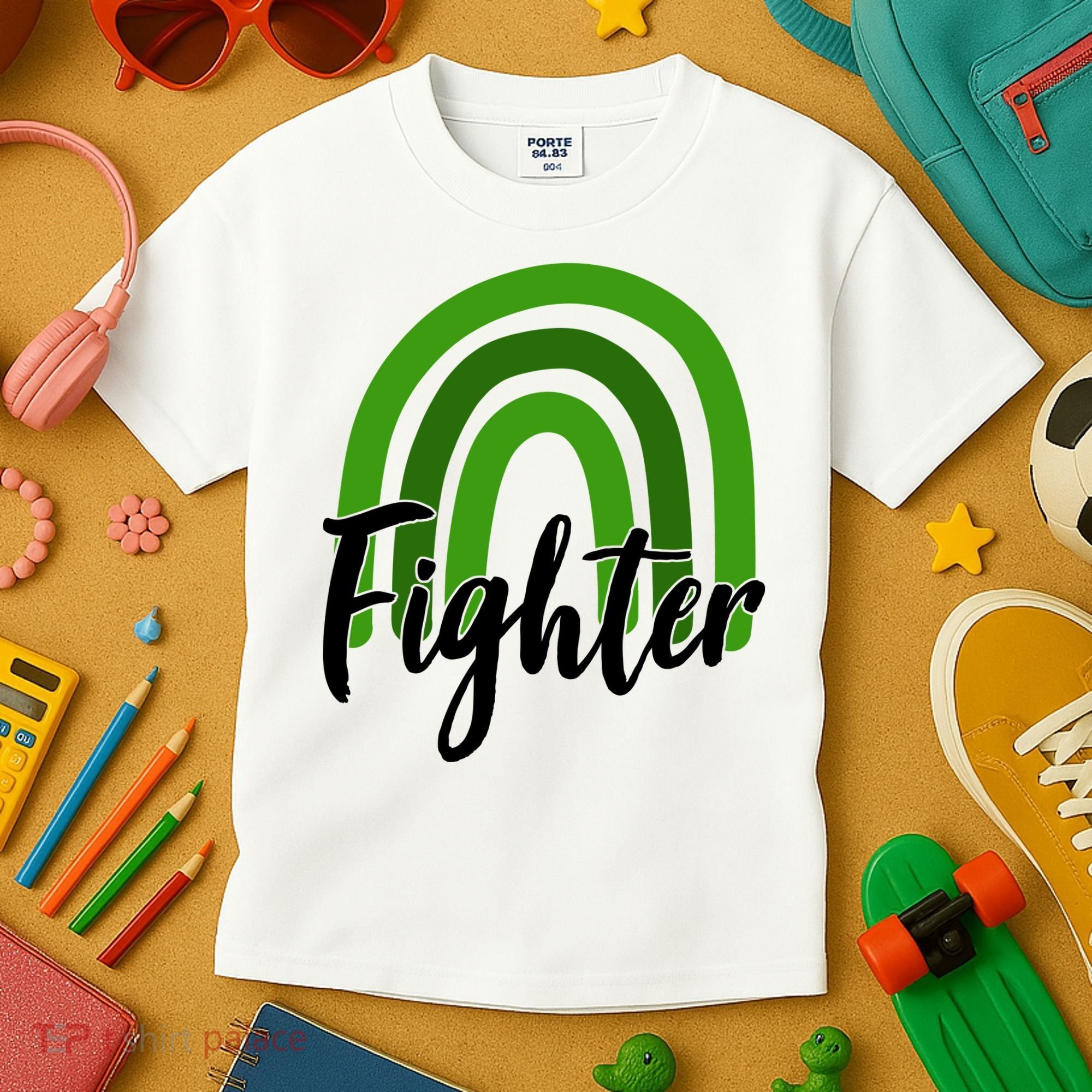 Fighter Mental Health Awareness Rainbow Kids T-Shirt
