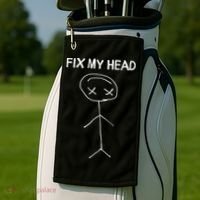 Fix My Head Minimalist Stick Figure Humor Golf Towel thumb 2