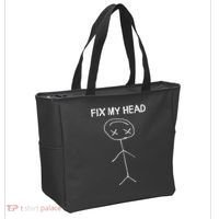 Fix My Head Minimalist Stick Figure Humor Tote Bag thumb 2