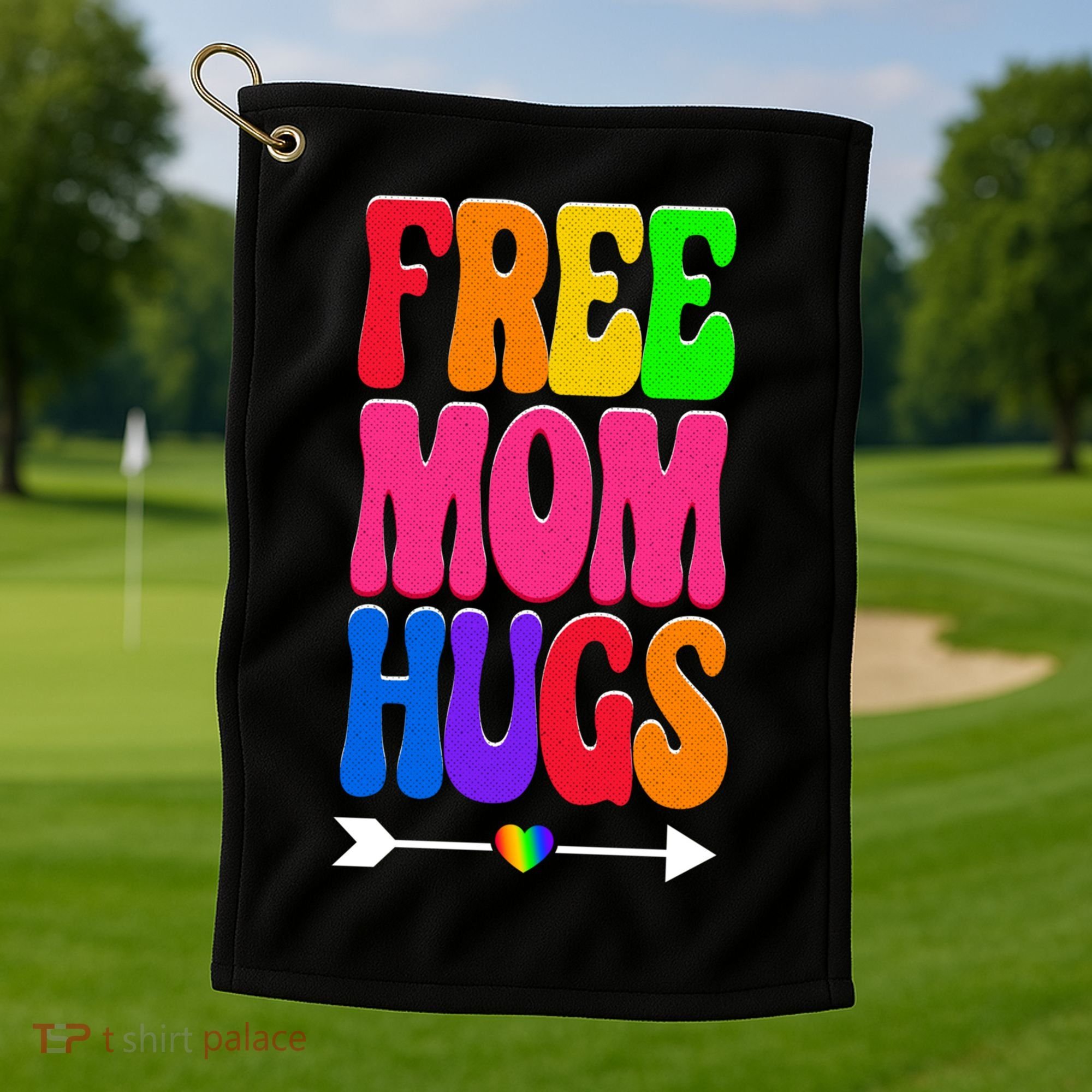 Free Mom Hugs Ally Lgbt Pride Month Gift Golf Towel