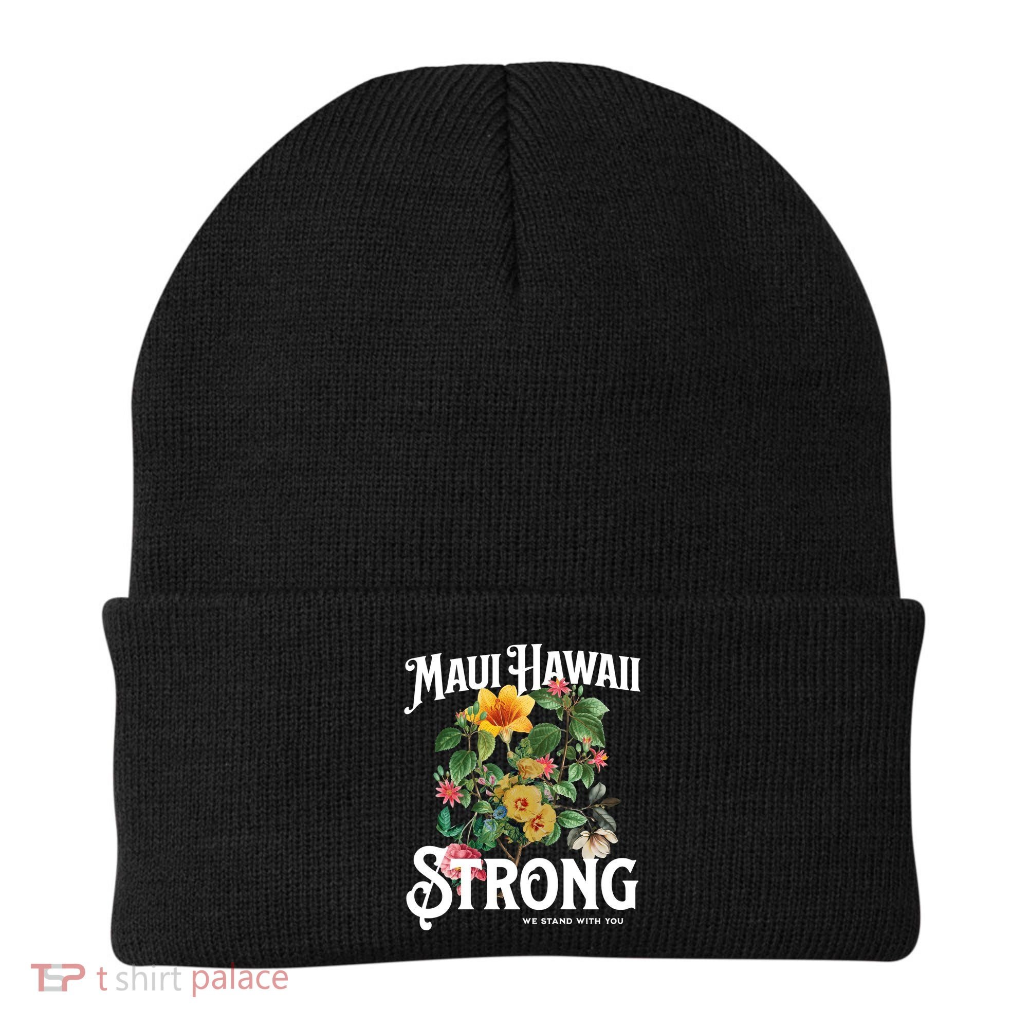 Floral Maui Hawaii Strong We Stand With Maui Beanie