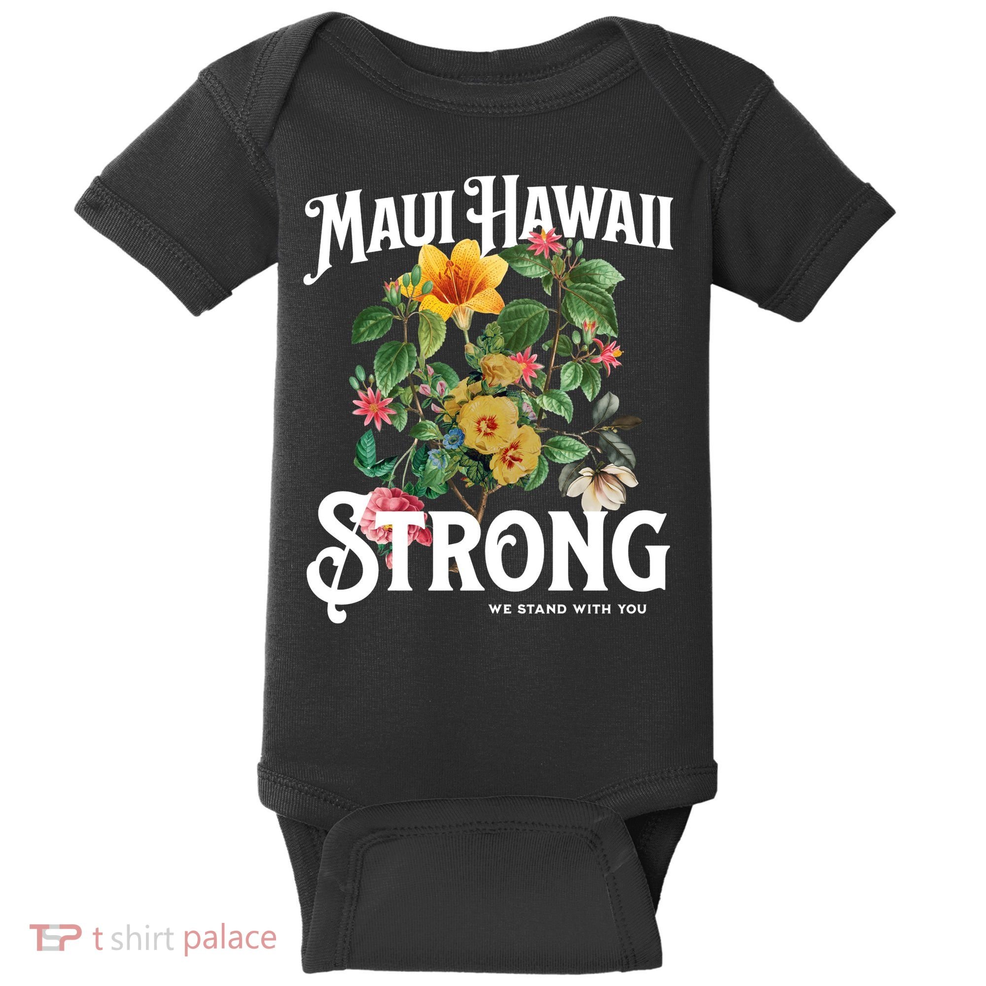 Floral Maui Hawaii Strong We Stand With Maui Baby Bodysuit