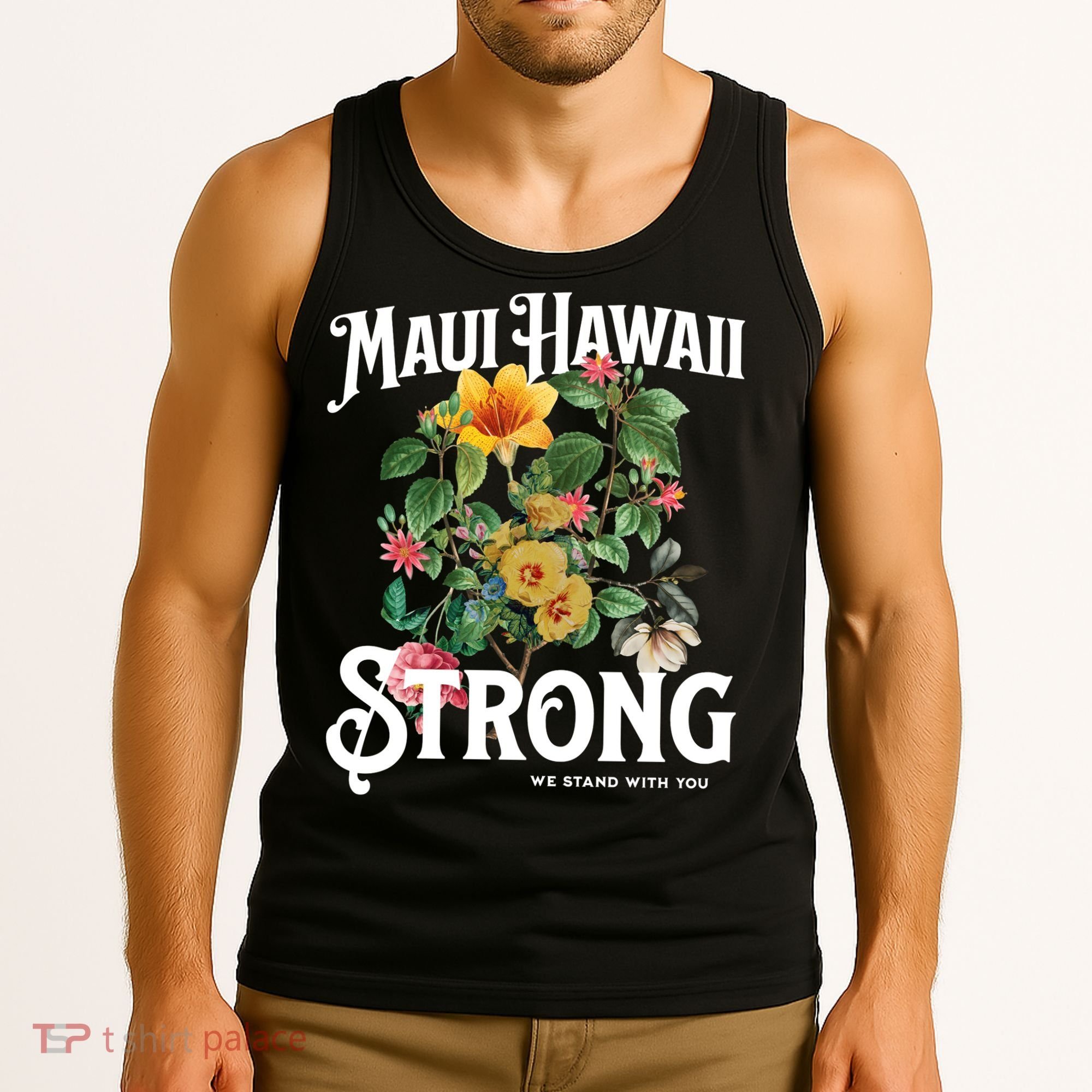 Floral Maui Hawaii Strong We Stand With Maui Tank Top