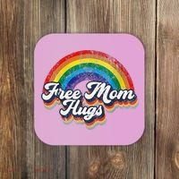 Free Mom Hugs Rainbow Heart LGBT Flag LGBT Pride Month Coaster thumb 0