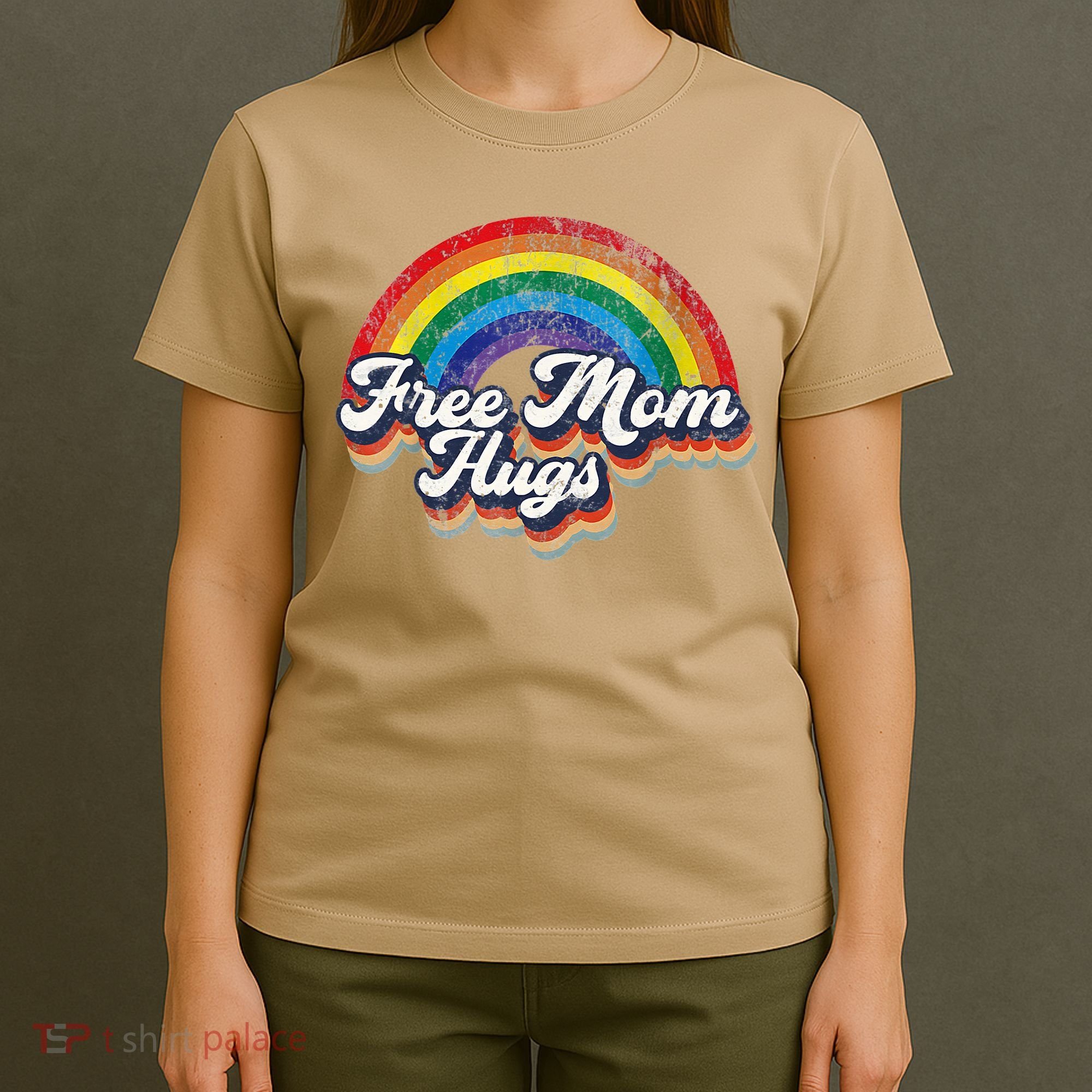 Free Mom Hugs Rainbow Heart LGBT Flag LGBT Pride Month T-Shirt