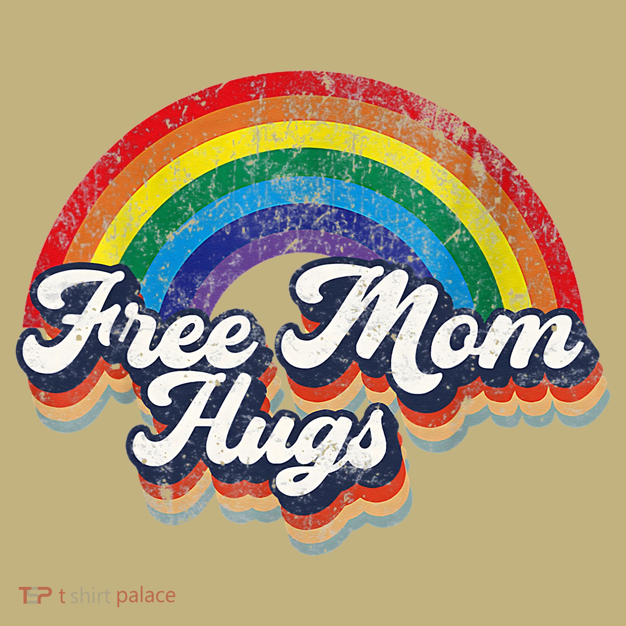 Free Mom Hugs Rainbow Heart LGBT Flag LGBT Pride Month Button