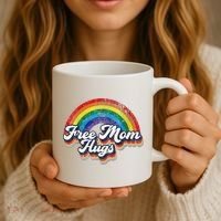 Free Mom Hugs Rainbow Heart LGBT Flag LGBT Pride Month Coffee Mug thumb 3