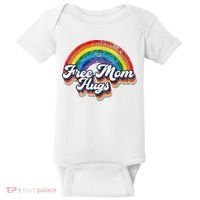 Free Mom Hugs Rainbow Heart LGBT Flag LGBT Pride Month Baby Bodysuit thumb 0