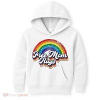 Free Mom Hugs Rainbow Heart LGBT Flag LGBT Pride Month Kids Hoodie thumb 0