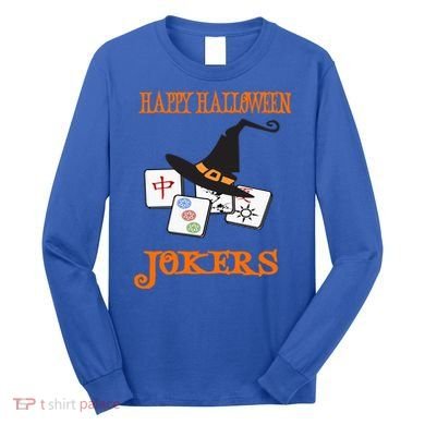 Funny Mahjong Happy Halloween Jokers Tile Game Gift Long Sleeve Shirt