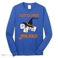 Funny Mahjong Happy Halloween Jokers Tile Game Gift Long Sleeve Shirt thumb 0