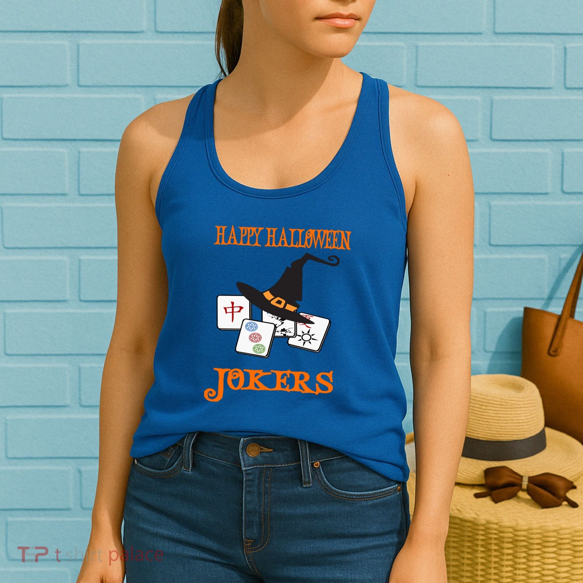 Funny Mahjong Happy Halloween Jokers Tile Game Gift Women's Tank Top