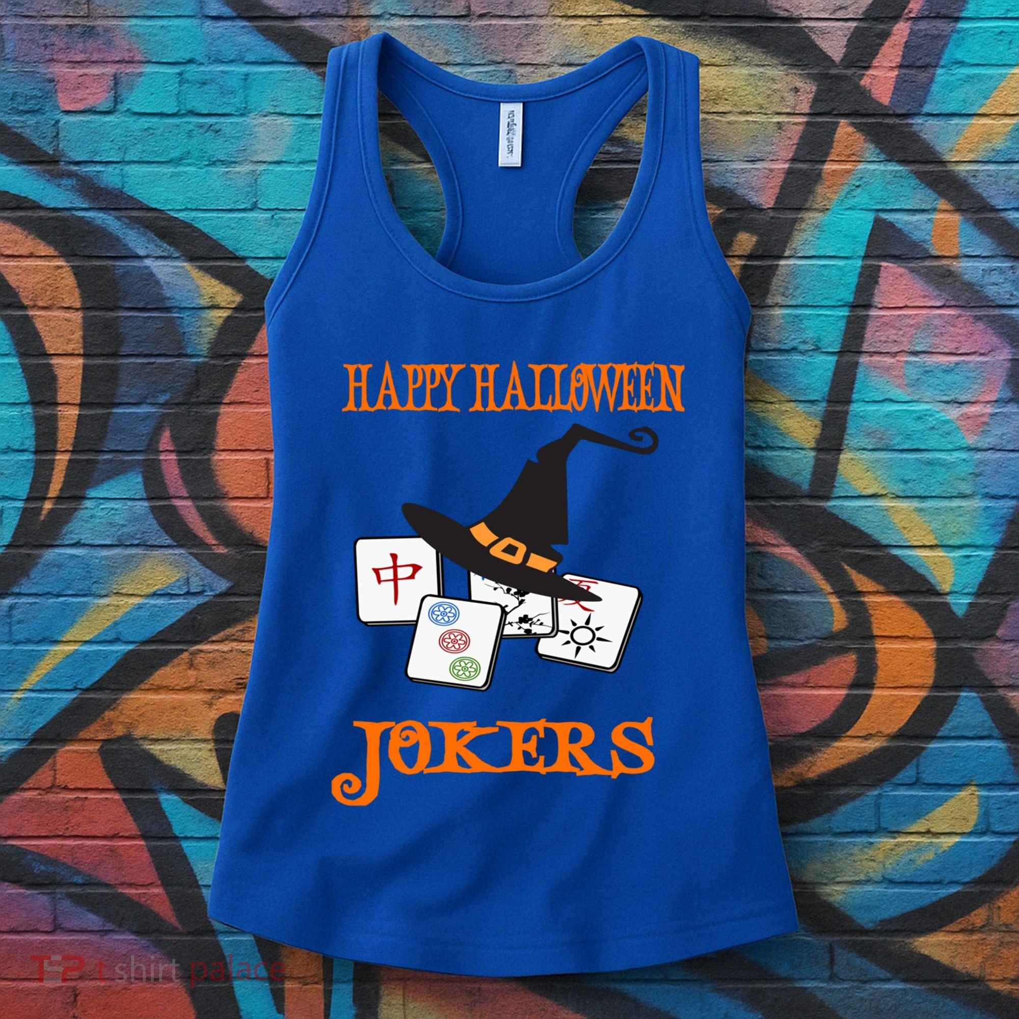 Funny Mahjong Happy Halloween Jokers Tile Game Gift Women's Tank Top