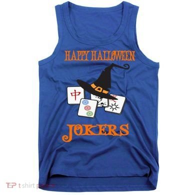 Funny Mahjong Happy Halloween Jokers Tile Game Gift Tank Top