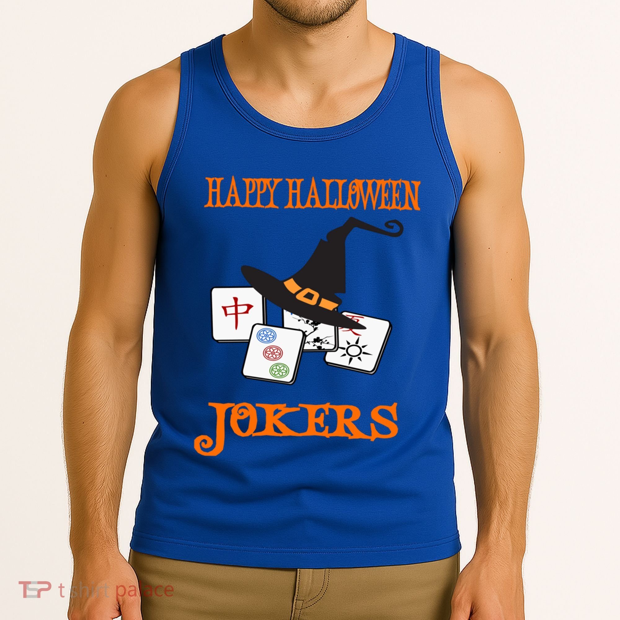 Funny Mahjong Happy Halloween Jokers Tile Game Gift Tank Top