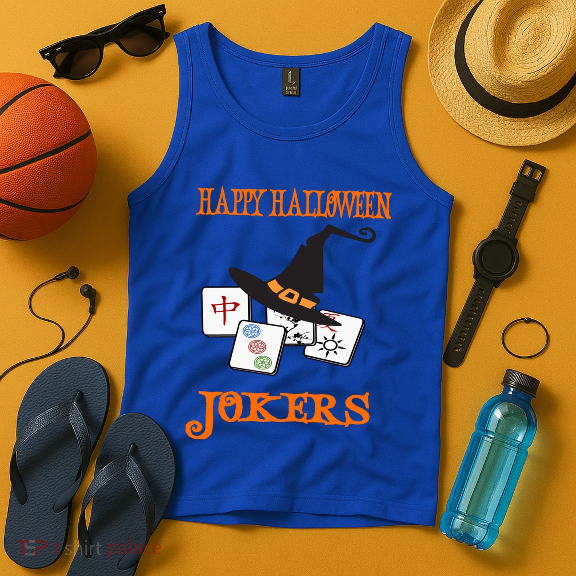 Funny Mahjong Happy Halloween Jokers Tile Game Gift Tank Top