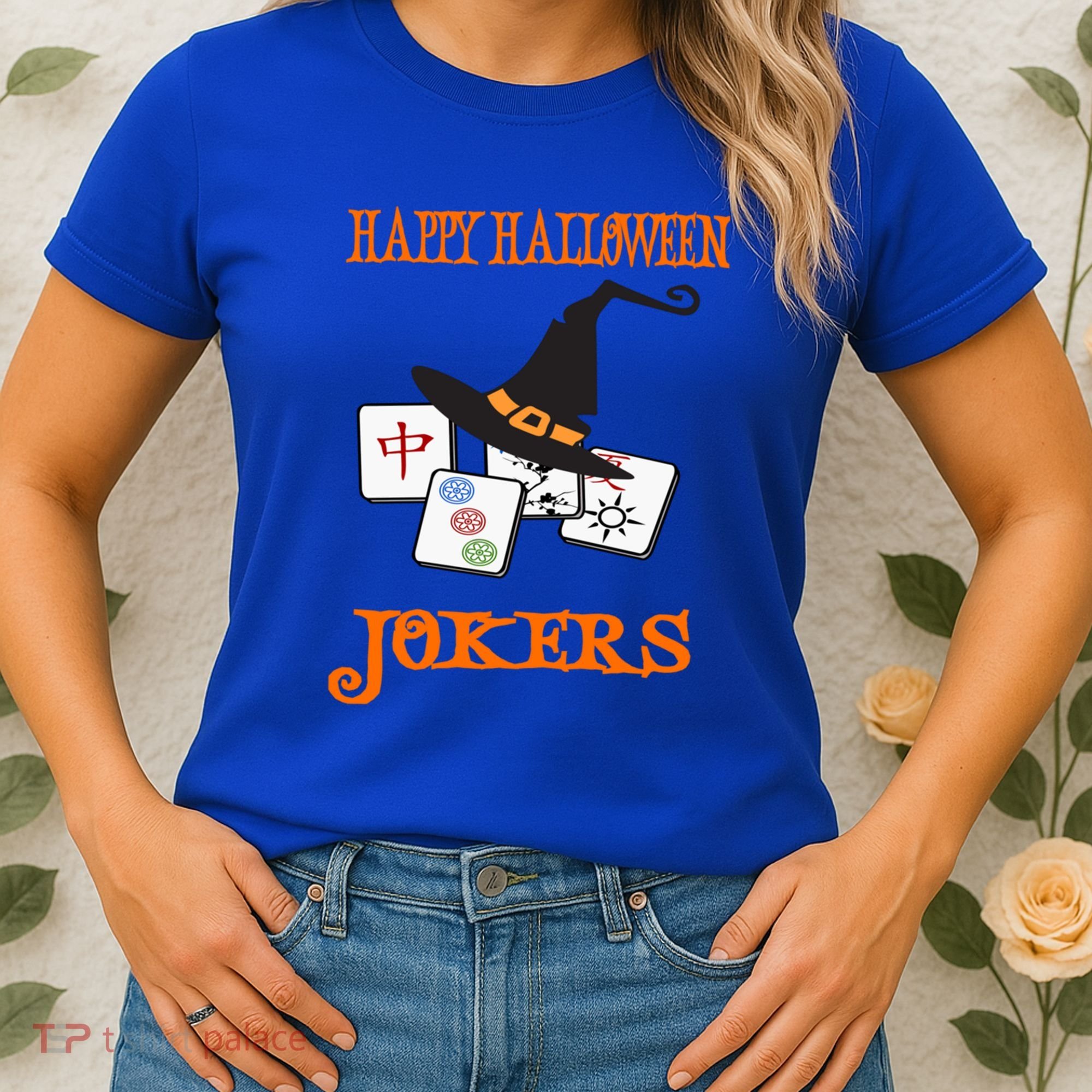 Funny Mahjong Happy Halloween Jokers Tile Game Gift Women's T-Shirt