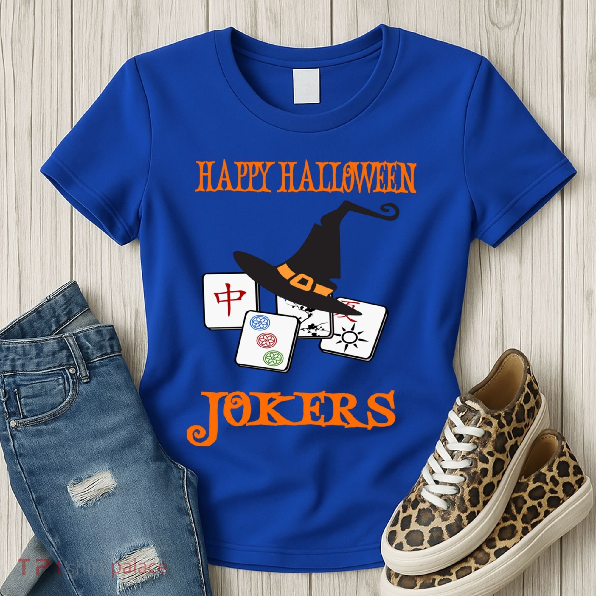 Funny Mahjong Happy Halloween Jokers Tile Game Gift Women's T-Shirt