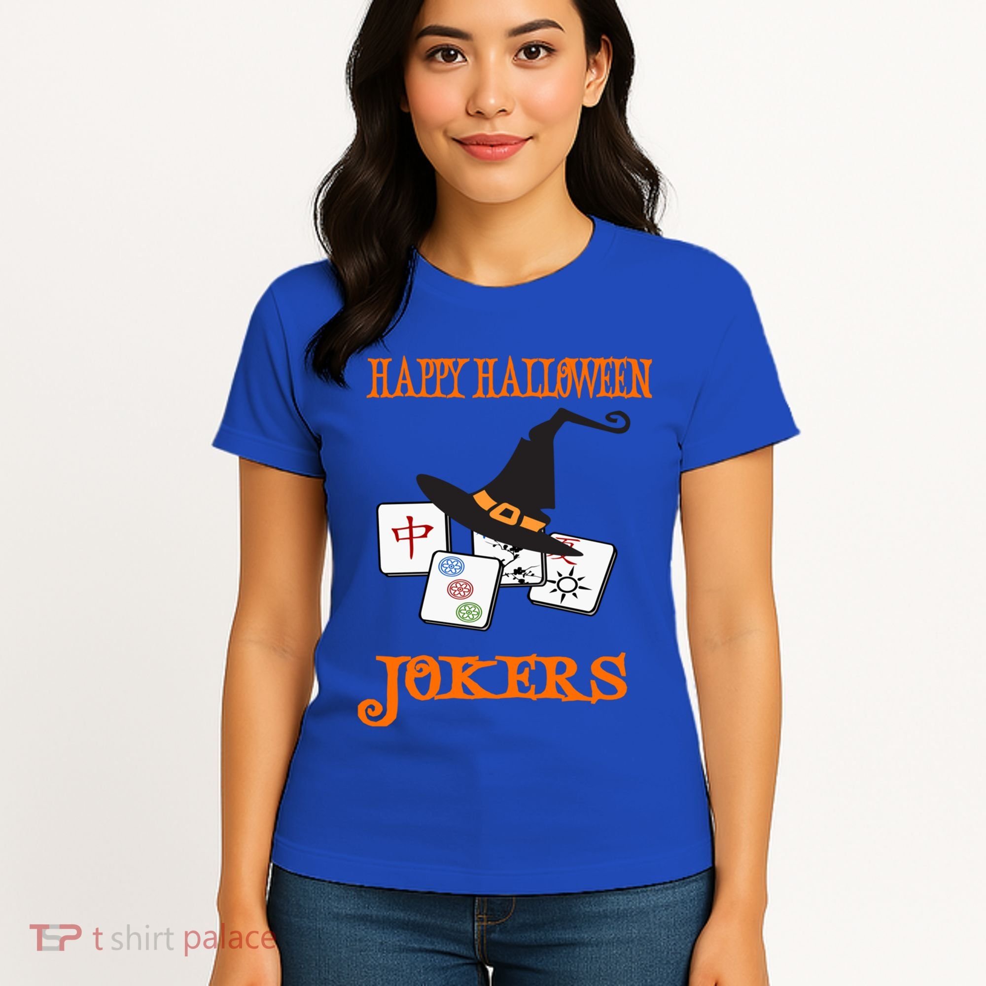 Funny Mahjong Happy Halloween Jokers Tile Game Gift Women's T-Shirt