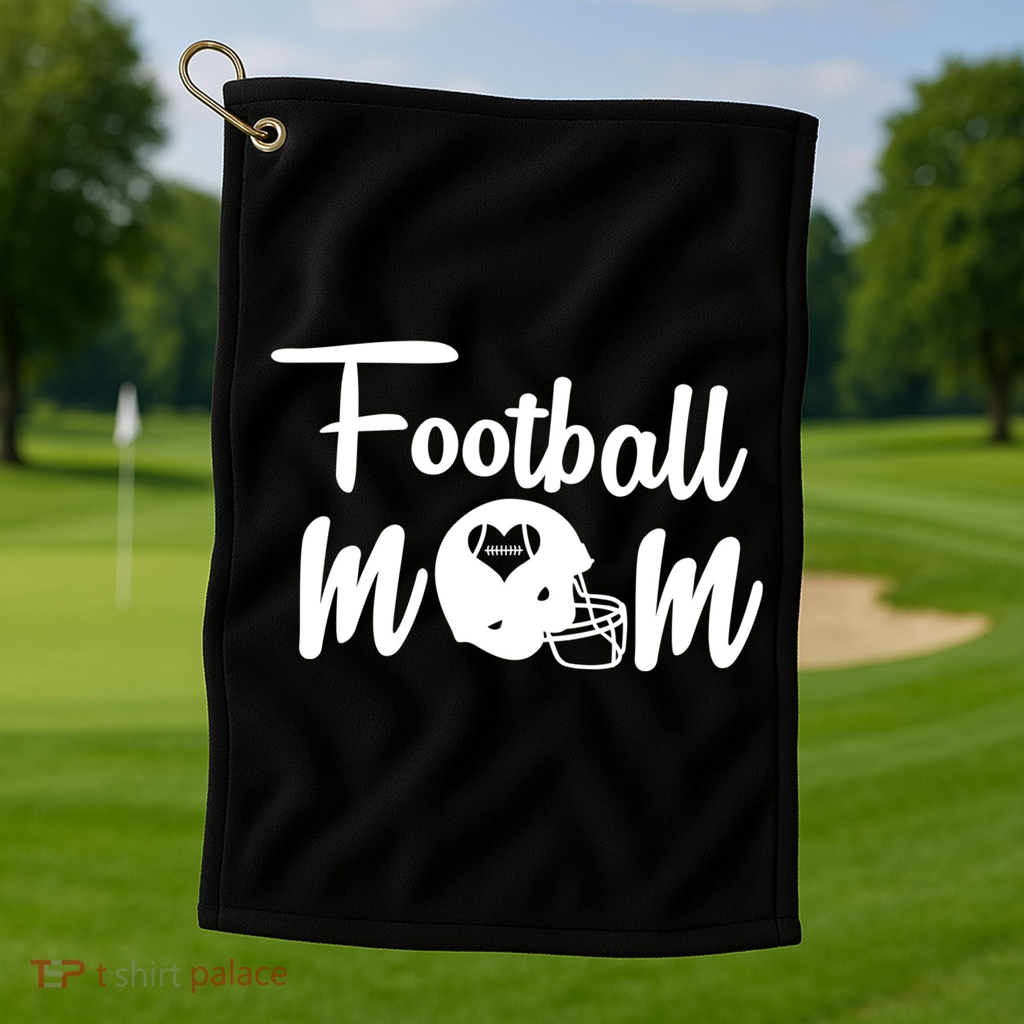 Football Mom Heart Cute Helmet Golf Towel
