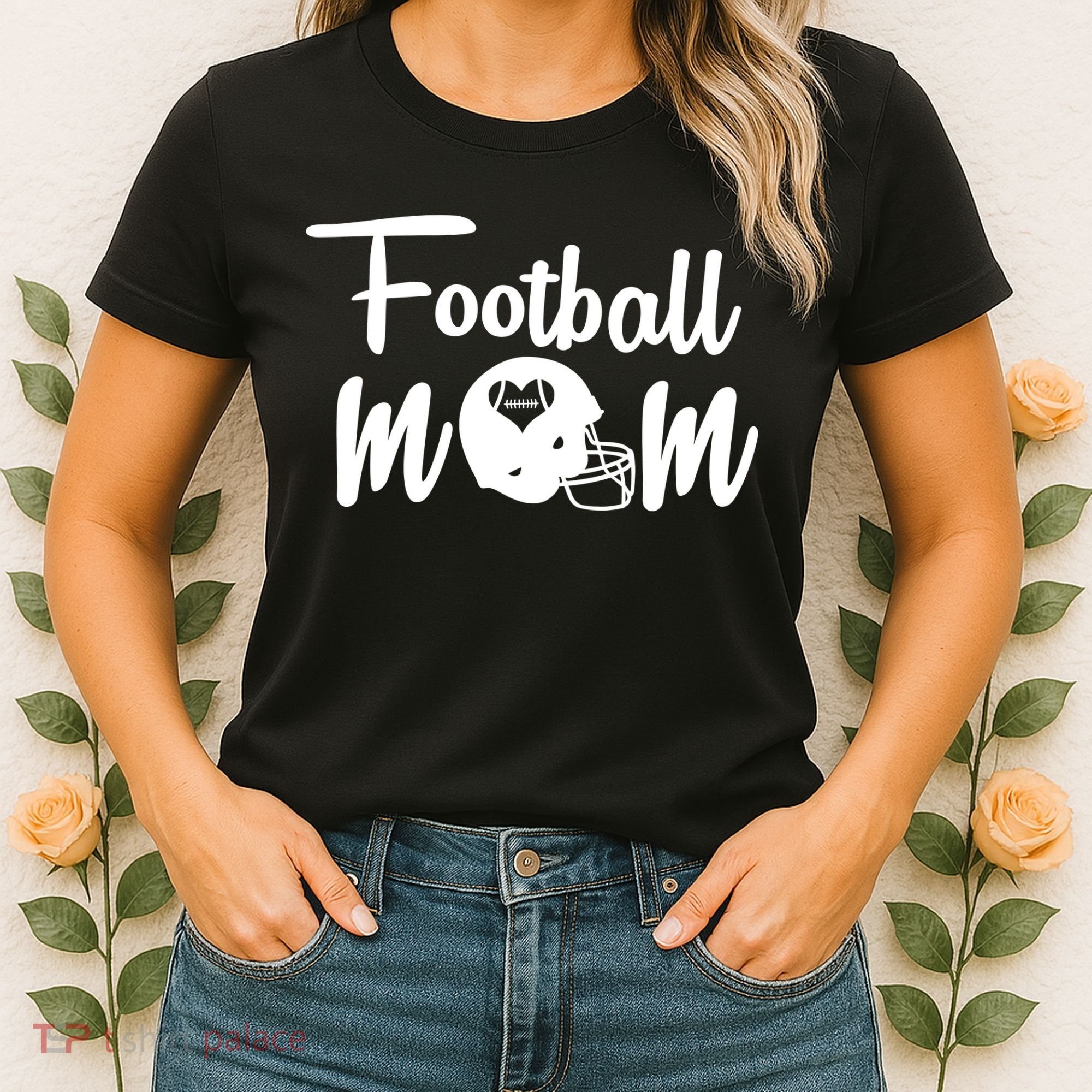 Football Mom Heart Cute Helmet Women's T-Shirt