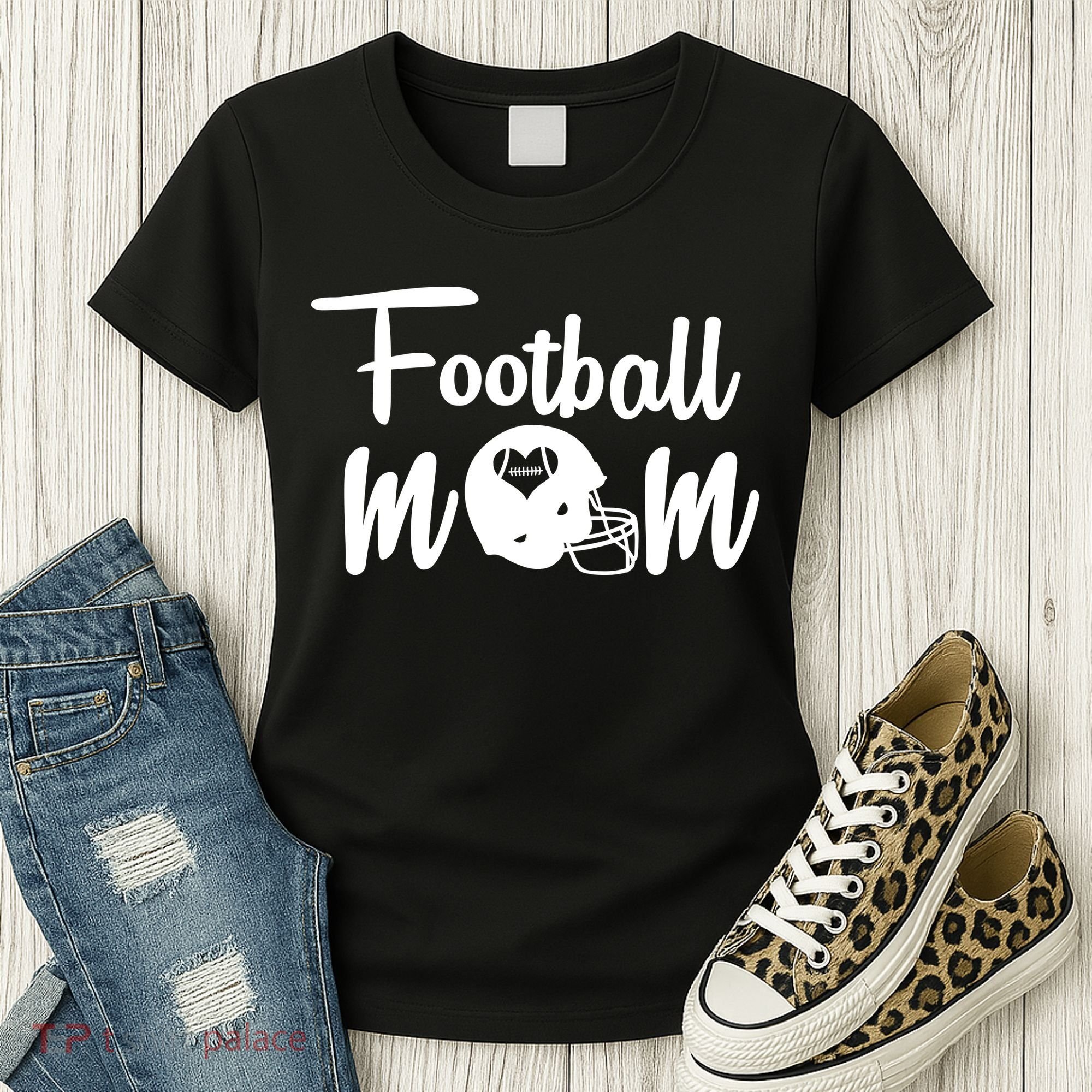 Football Mom Heart Cute Helmet Women's T-Shirt