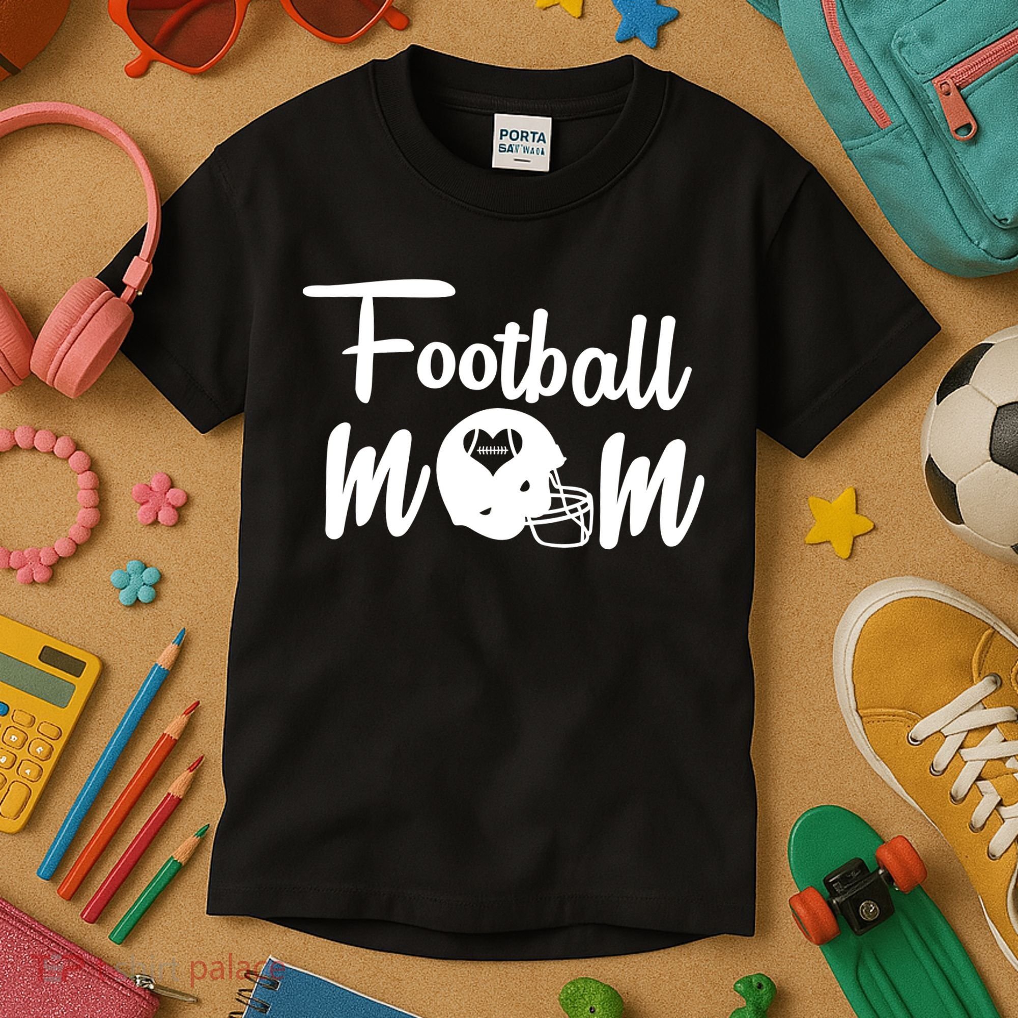 Football Mom Heart Cute Helmet Kids T-Shirt