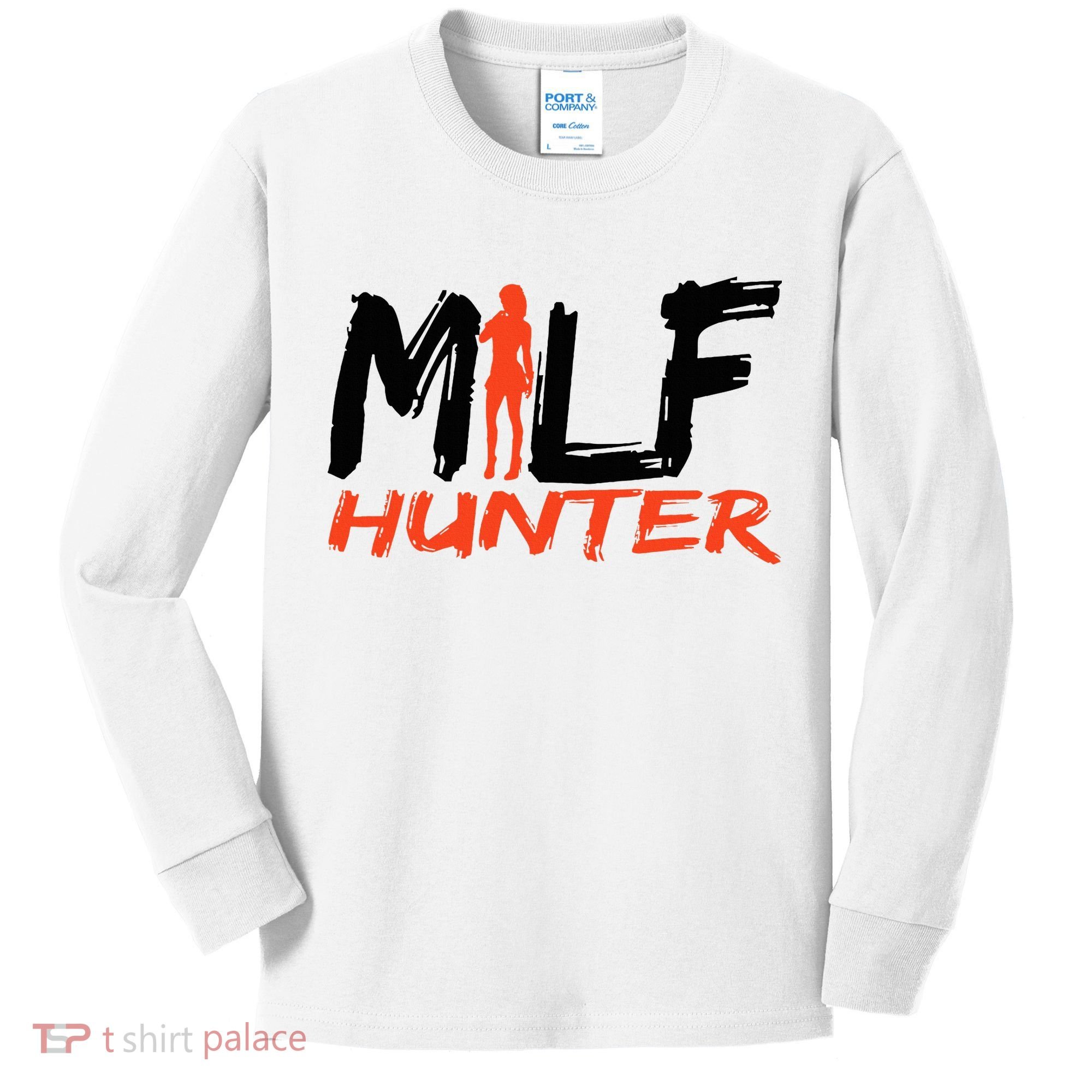 Funny Milf Hunter Kids Long Sleeve Shirt