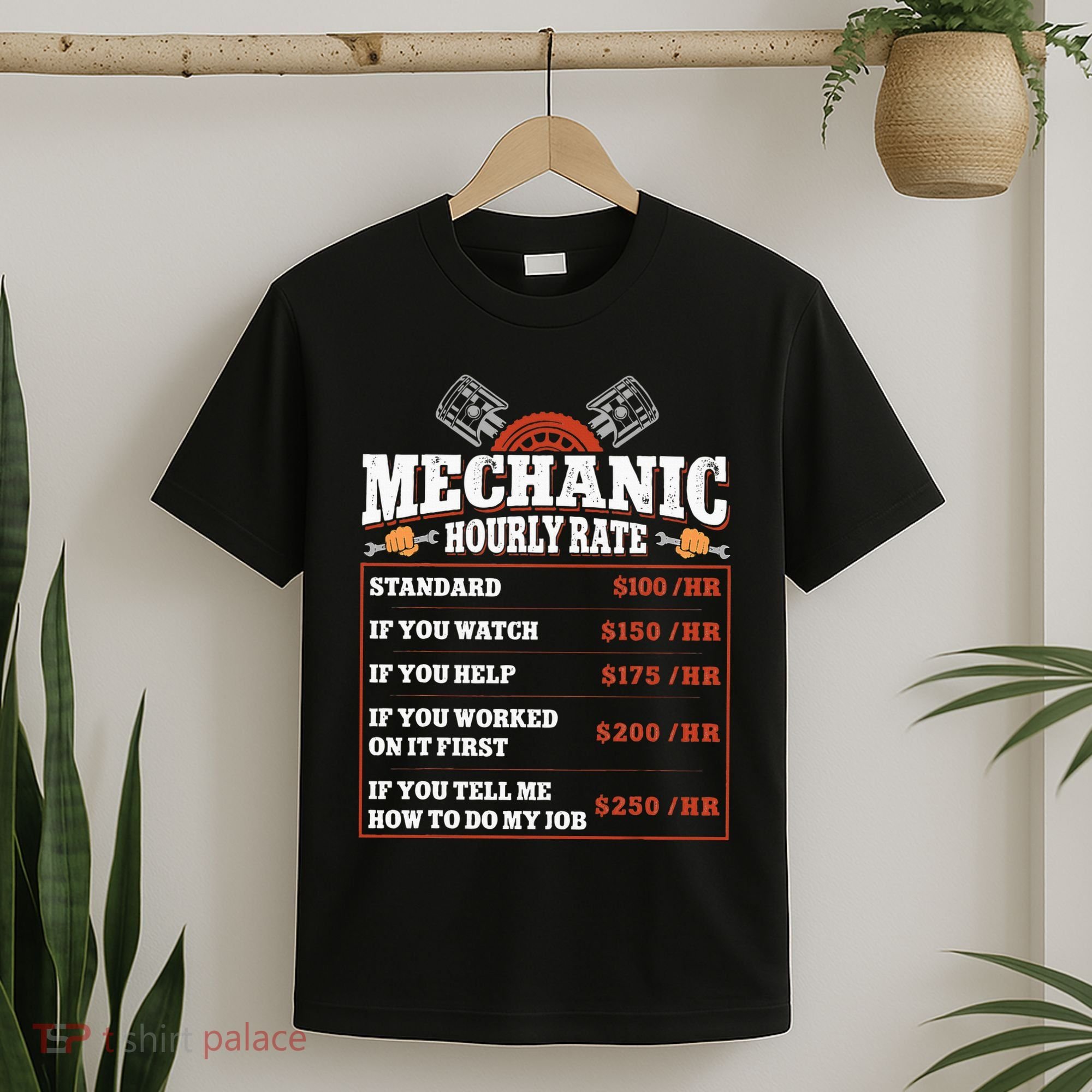 Funny Mechanic Hourly Rate Labor Rates Car Mechanic T-Shirt