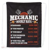 Funny Mechanic Hourly Rate Labor Rates Car Mechanic Drawstring Bag thumb 0