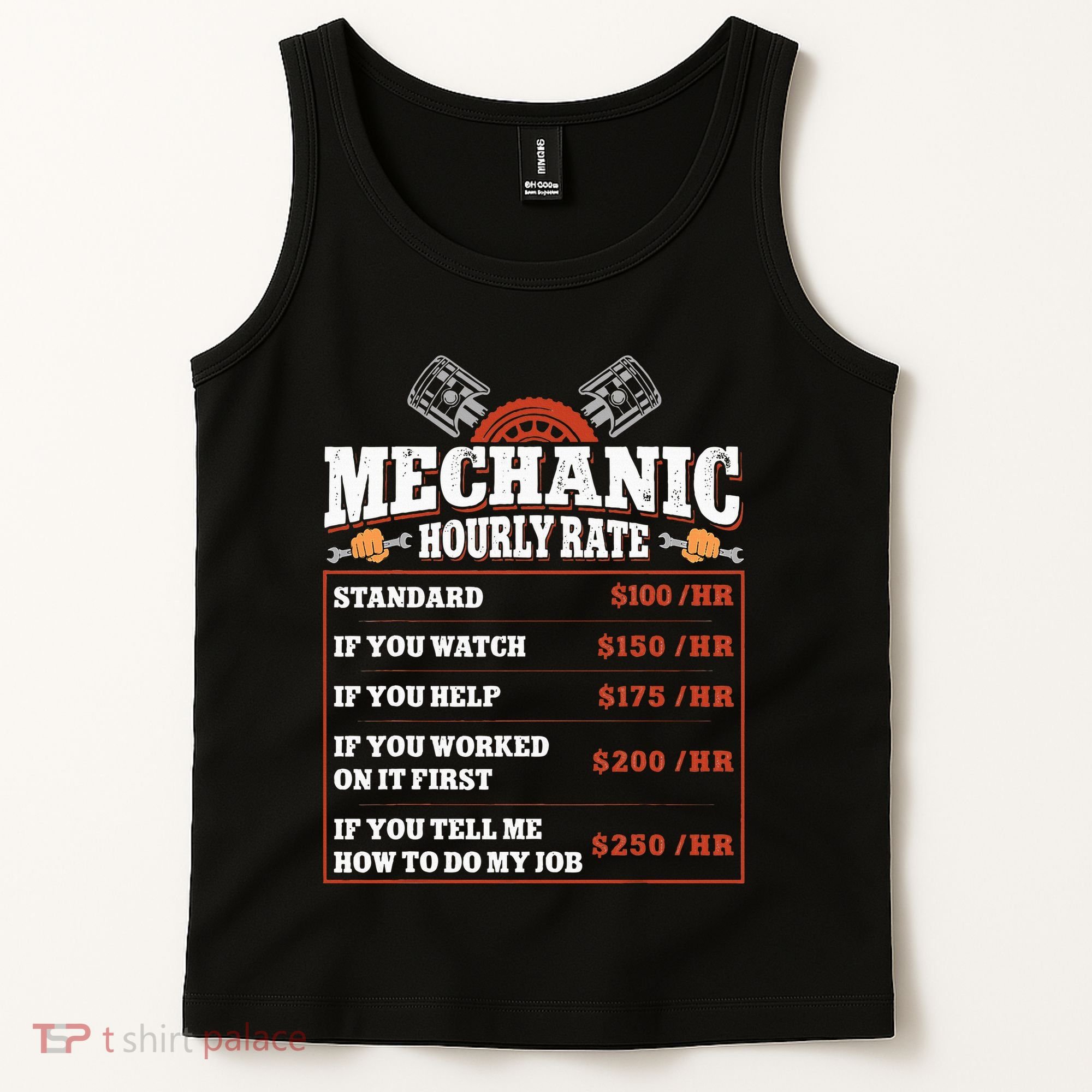 Funny Mechanic Hourly Rate Labor Rates Car Mechanic Tank Top