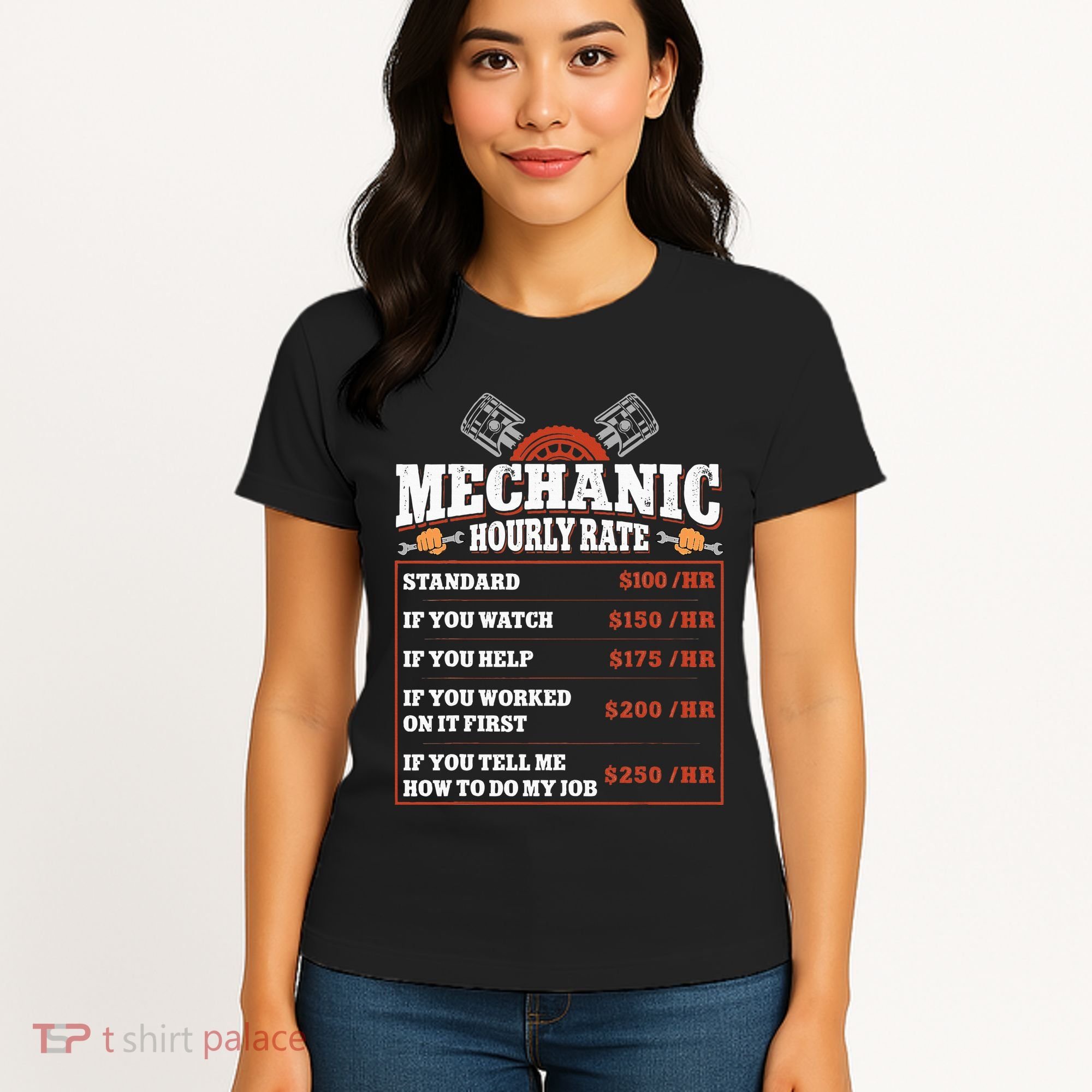 Funny Mechanic Hourly Rate Labor Rates Car Mechanic Women's T-Shirt