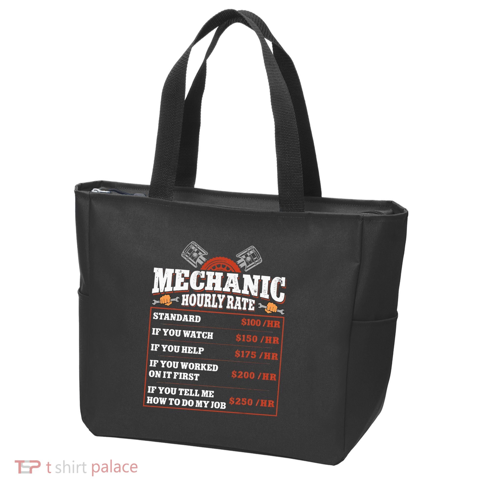 Funny Mechanic Hourly Rate Labor Rates Car Mechanic Tote Bag