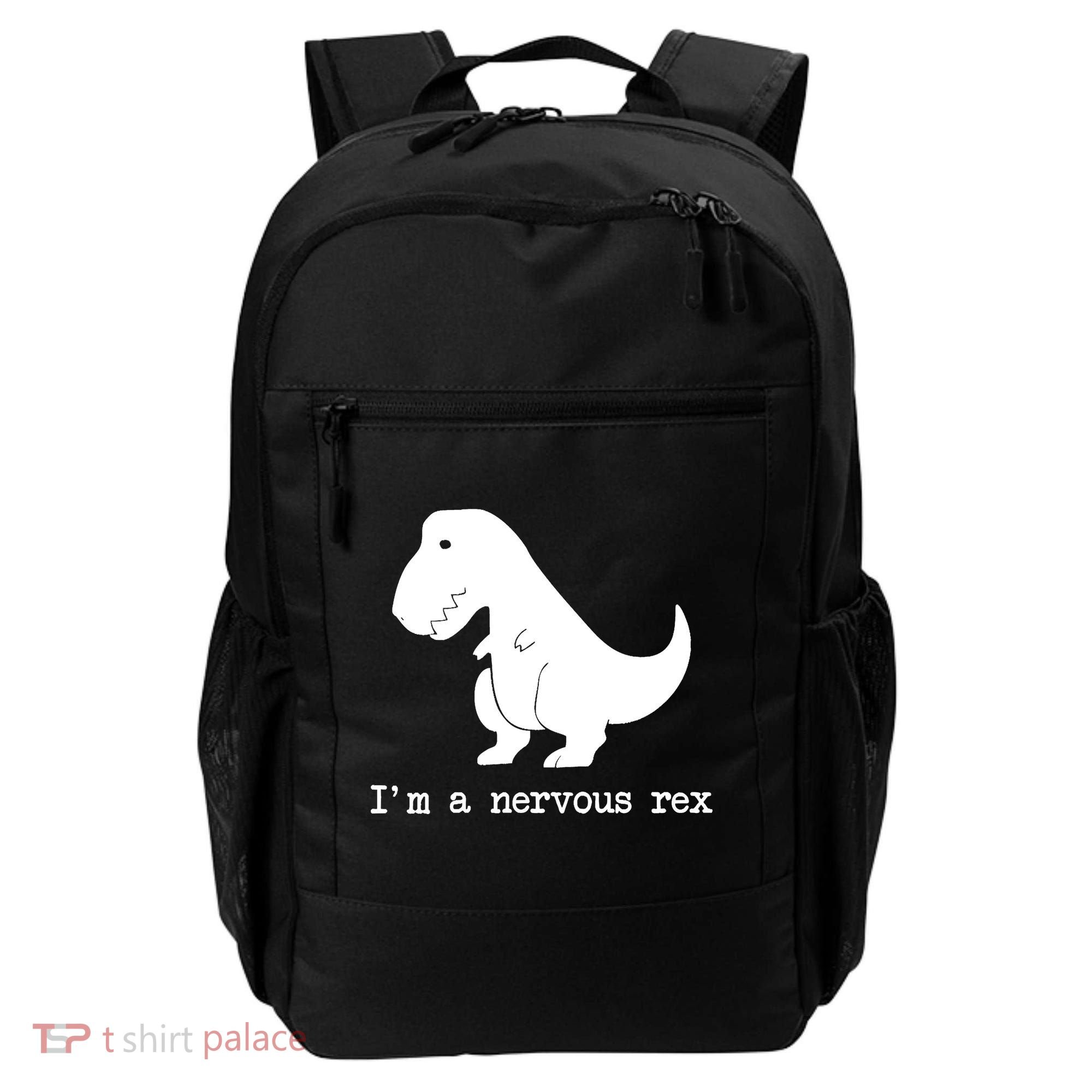 Funny Mental Health Awareness Trex Dinosaur With Anxiety Backpack