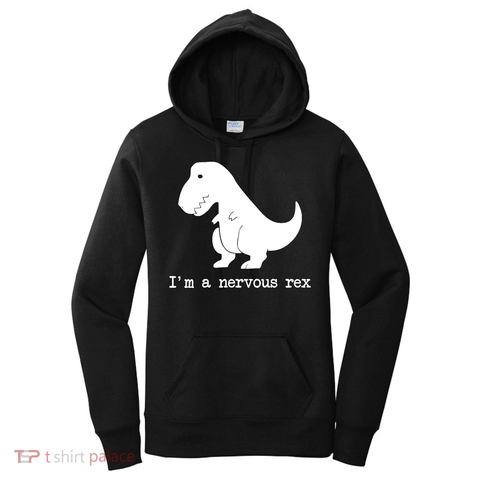Funny Mental Health Awareness Trex Dinosaur With Anxiety Women's Hoodie