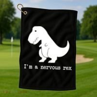 Funny Mental Health Awareness Trex Dinosaur With Anxiety Golf Towel thumb 1