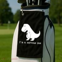Funny Mental Health Awareness Trex Dinosaur With Anxiety Golf Towel thumb 2