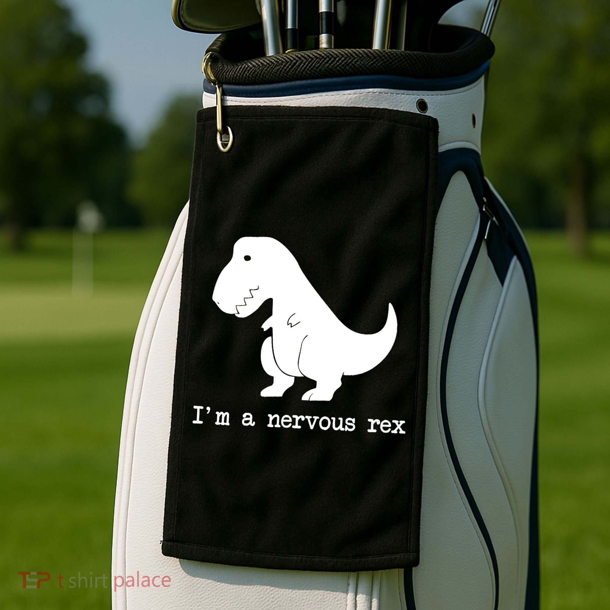 Funny Mental Health Awareness Trex Dinosaur With Anxiety Golf Towel