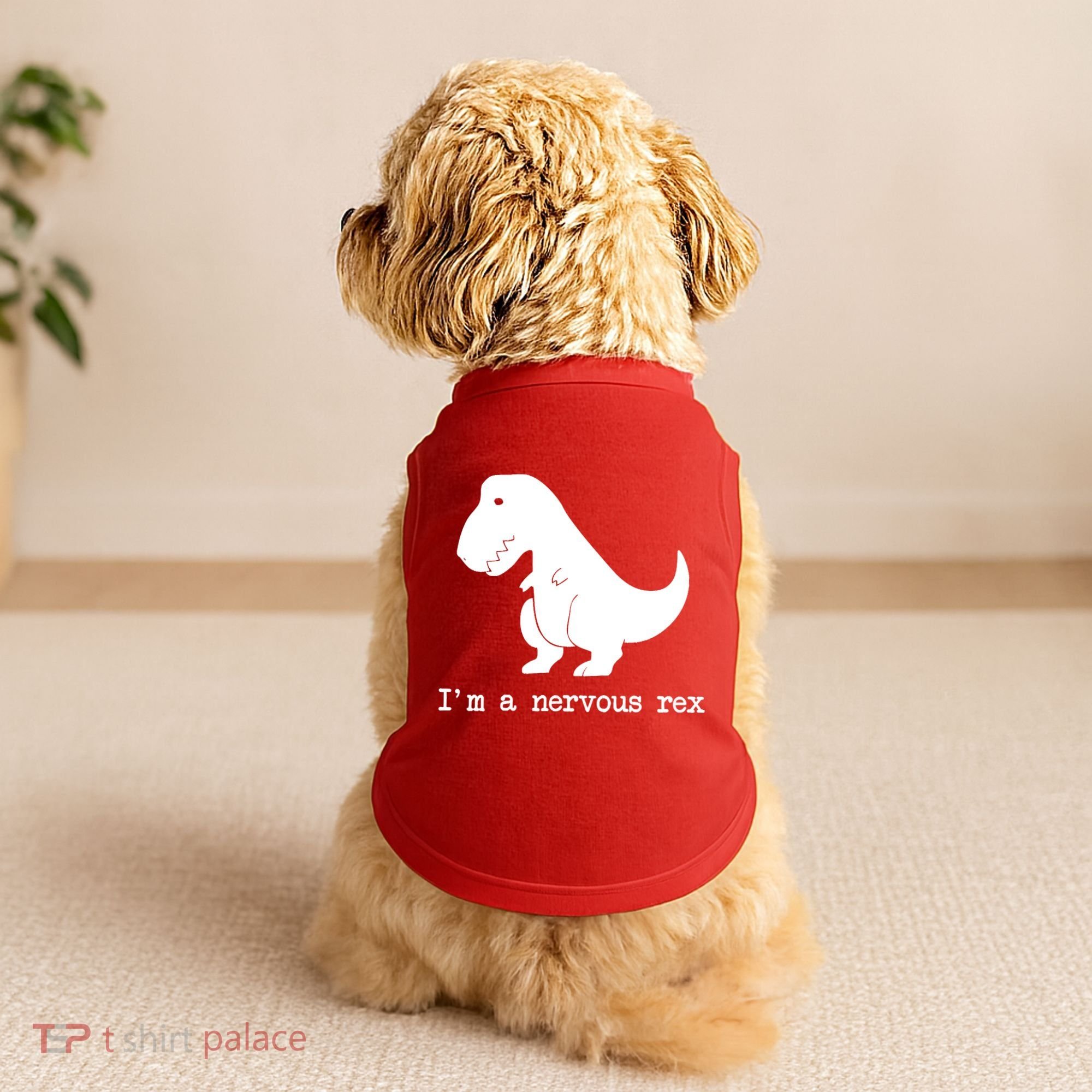 Funny Mental Health Awareness Trex Dinosaur With Anxiety Doggie Tank