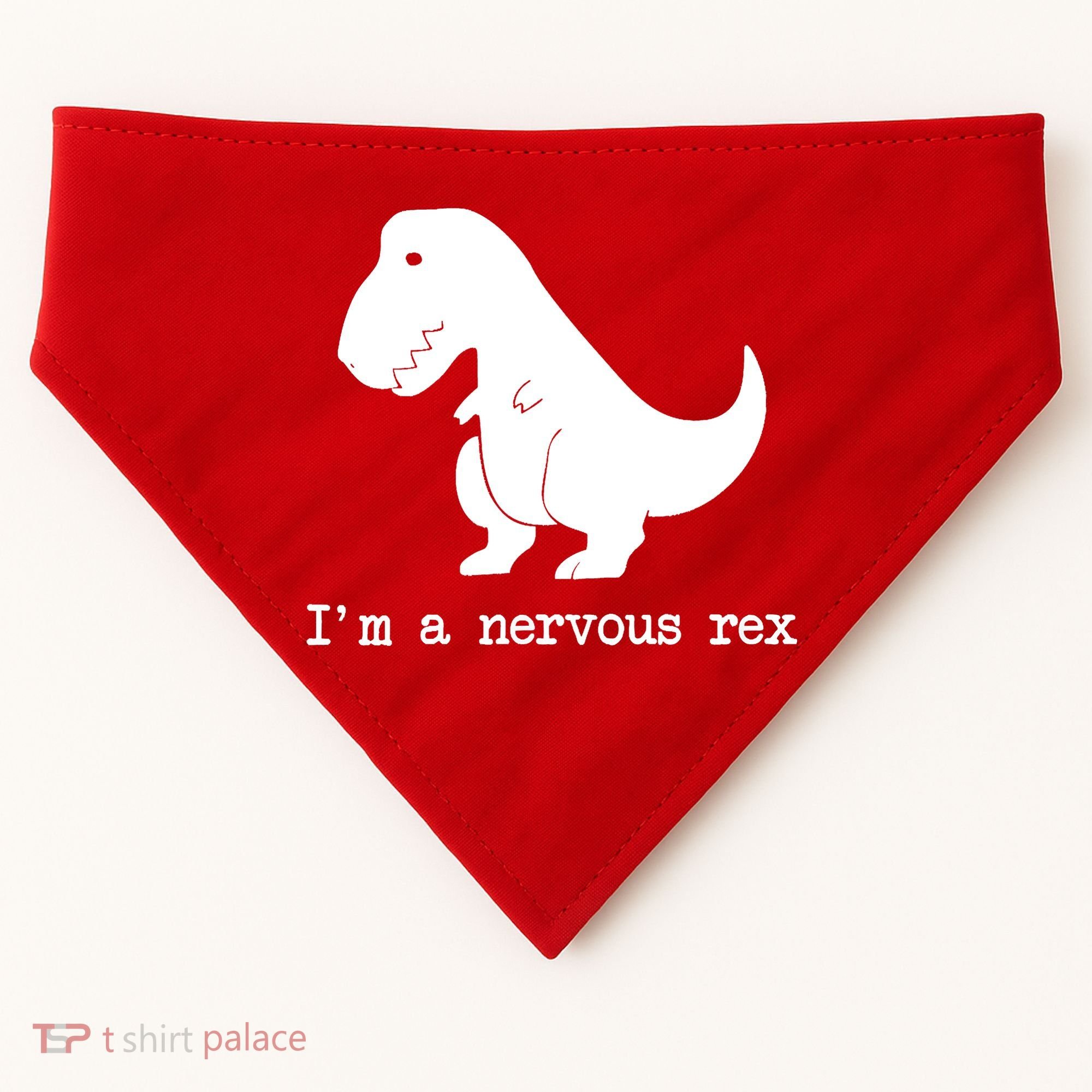Funny Mental Health Awareness Trex Dinosaur With Anxiety USA-Made Doggie Bandana